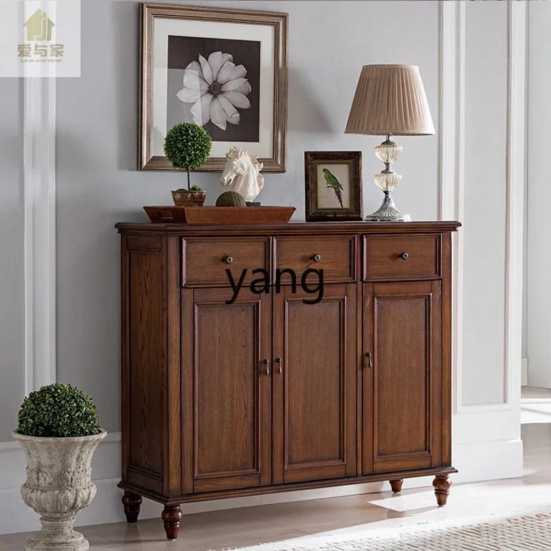 LH solid wood shoe cabinet large capacity living room entrance locker partition cabinet