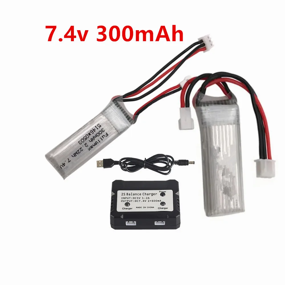 7.4V 300mAh LiPo Battery for XK DHC-2 A600 A700 A800 A430 2.22Wh RC Airplane RTF Spare Parts 2s 7.4v battery for WLtoys F959