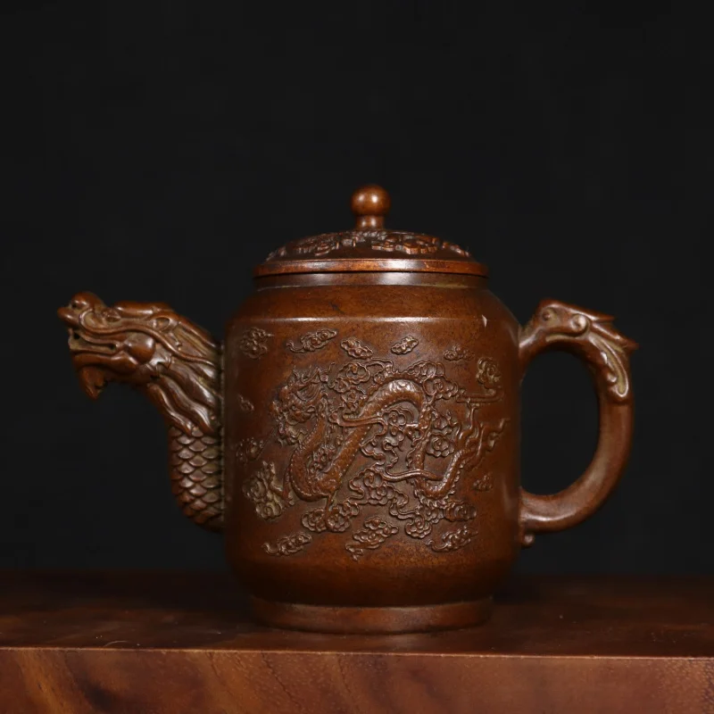 

Su Gong Brass Dragon and Phoenix Teapot Spout Teapot Ornament Retro New Chinese Style Study Office Curio Shelf Decoration Gift