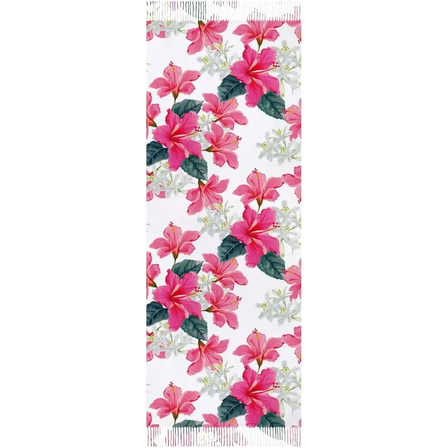 

Шали с кисточками, теплый мягкий зимний легкий кашемировый длинный шарф для женщин, подарки, повседневные путешествия, офис, цветочный принт гибискуса