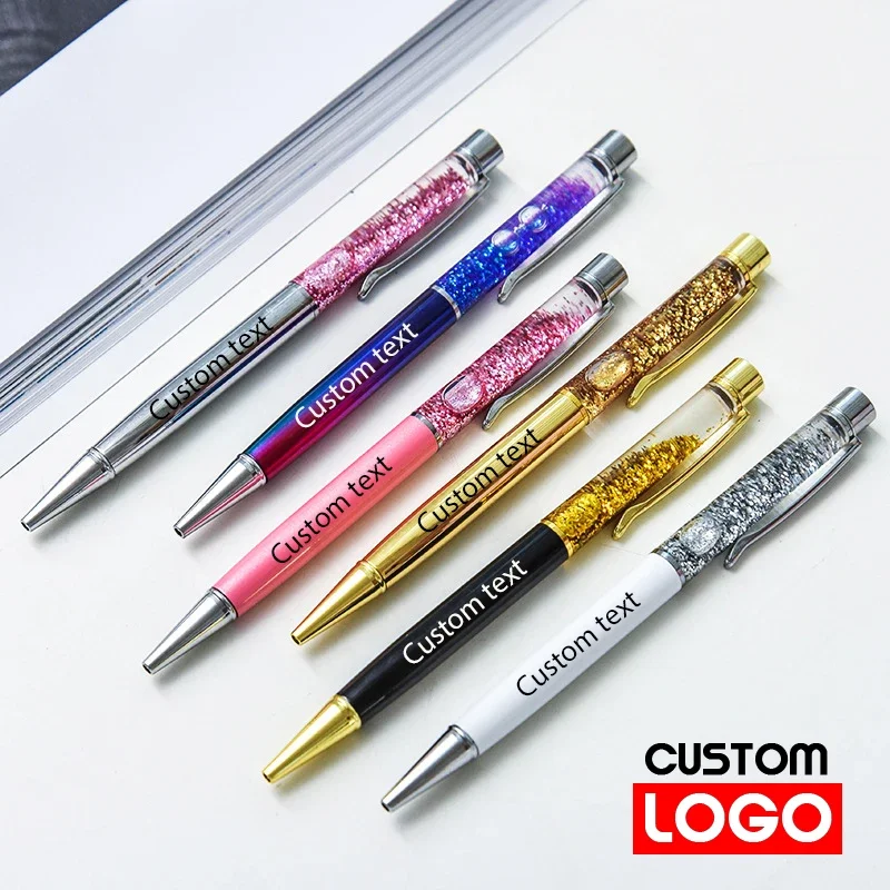 

New Gold Foil Oil Pen Creative Crystal Metal Pen High-end Business Gift Signature Pen Wholesale Office Supplies Custom LOGO