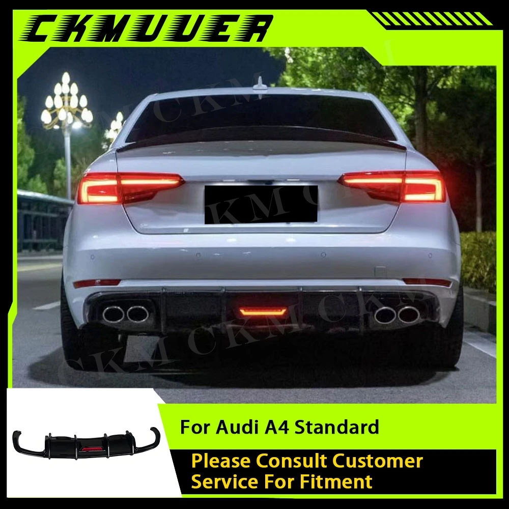 

ABS Gloss Black Rear Bumper Lip Diffuser Spoiler Rear Diffuser Protector For Audi A4 Standard 2017-2019 ABS Carbon Look