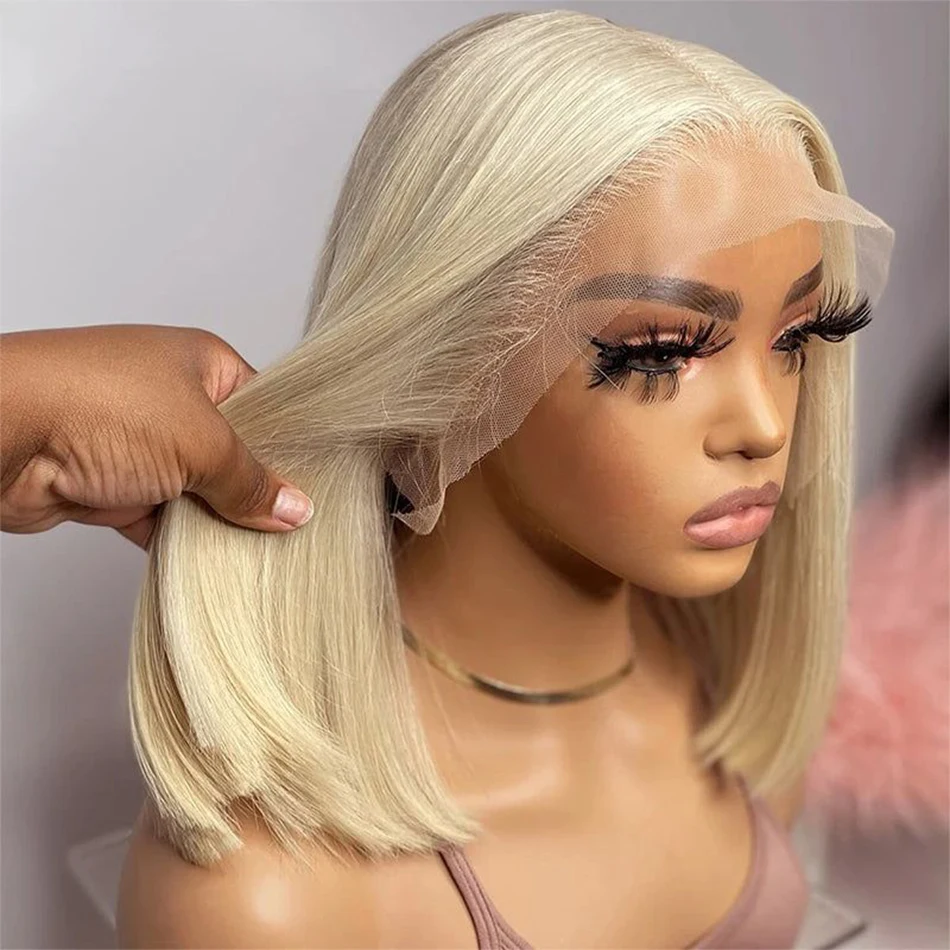 613 Honey Blonde 13x4 Bone Straight 100% Human Hair Wigs Short Bob Lace Front Wigs Birthday Women Sexy Outfit Wigs