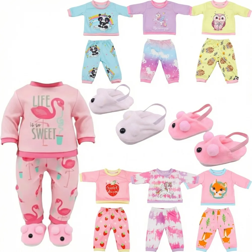 Ropa de muñeca linda + zapatillas de felpa para accesorios de muñecas de 43 cm y juguetes para niñas de 18 pulgadas, nuestra generación