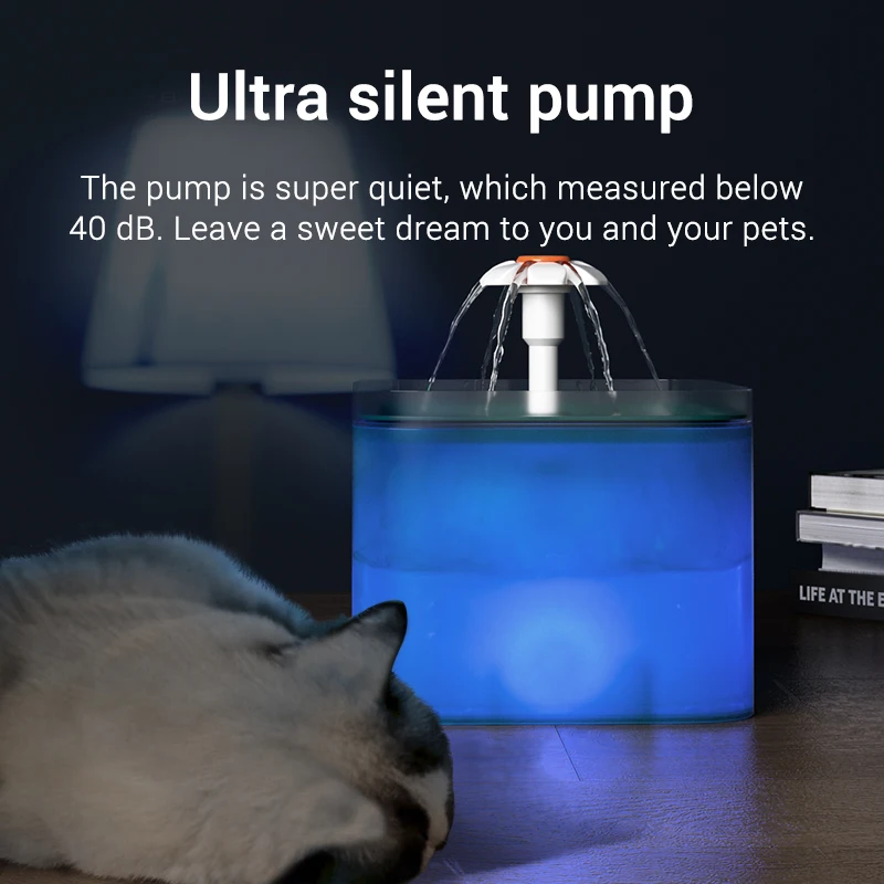 ROJECO Cat Water Fountain Filter LED Automatic Pet Water Dispenser For Cat Accessories Auto Drinker for Cats Drinking Fountain