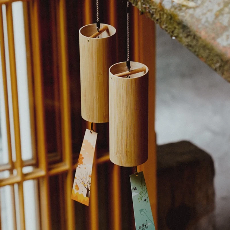 G وتر الشتاء نمط الخيزران 8-Tone وتر الرياح الدقات الخيزران الطبيعي الرياح الدقات في الهواء الطلق حديقة جناح الزينة سهلة الاستخدام