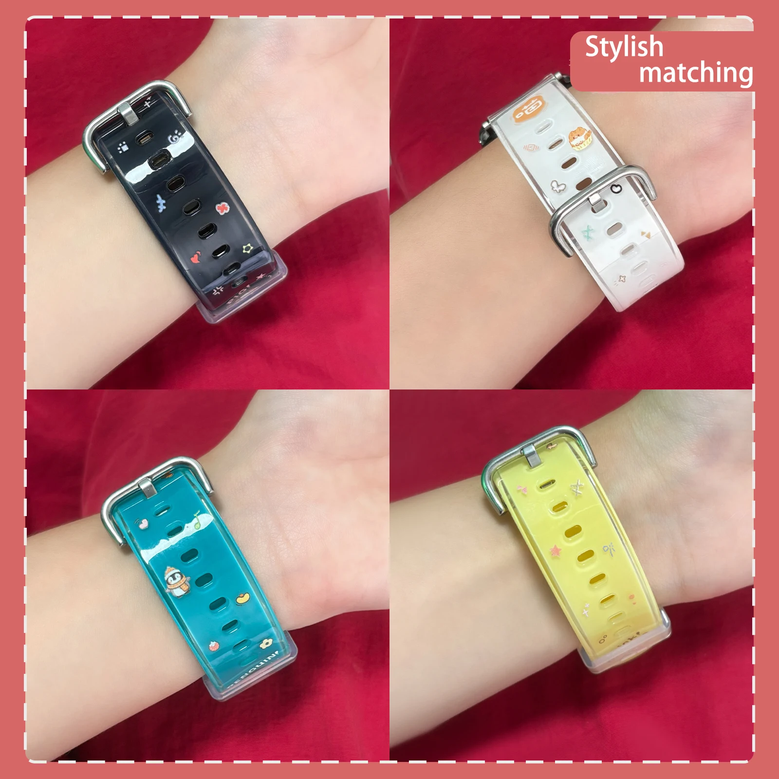 حزام سلسلة الكلمات الشفافة لساعة أبل 10 9 8 7 سوار قابل للاستبدال لساعة iWatch 46 مللي متر 42 مللي متر 41 مللي متر 40 مللي متر