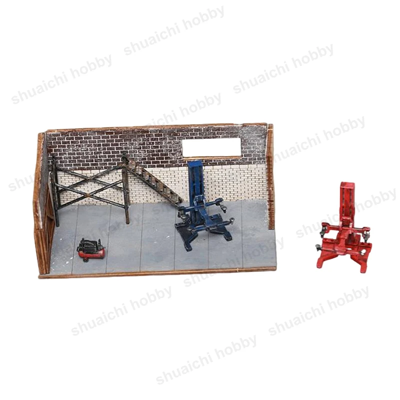 1PCS Für 1/64 Diorama Reparatur Werkzeuge Automotive Lift Modell Simulierte Blau/Rot Kran Heber Garage Wartung Szene DIY zubehör