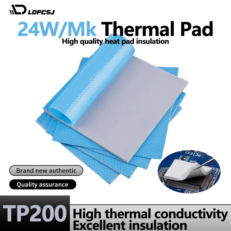 

LDPCSJ High Quality 24W/Mk Thermal Conductive Silicone Pad for GPU CPU Radiator Cooling 80x40/100x100mm Heat Insulation