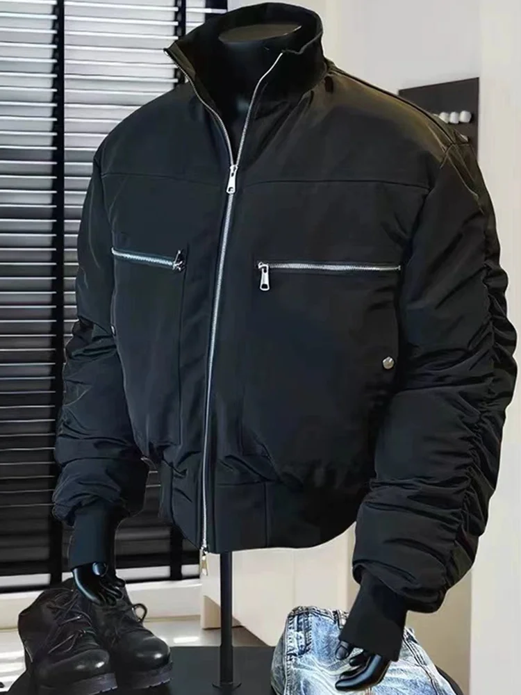 

Men's ort Flight Cotton Jaet Bomber Knife Outline Retro American Sle Cleanfit Coat Zipper Closure Long Sve Warmth plus