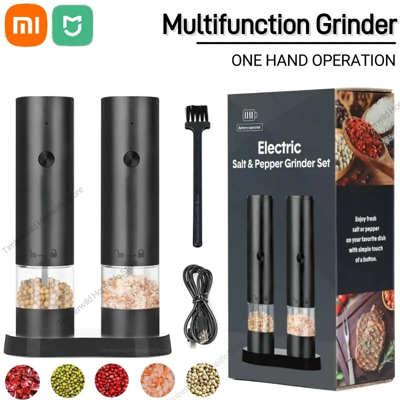 Xiaomi New USB Rechargeable Electric Salt and Pepper Grinder Adjustable Coarseness Large Capacity Auto Spice Grinder KitchenTool