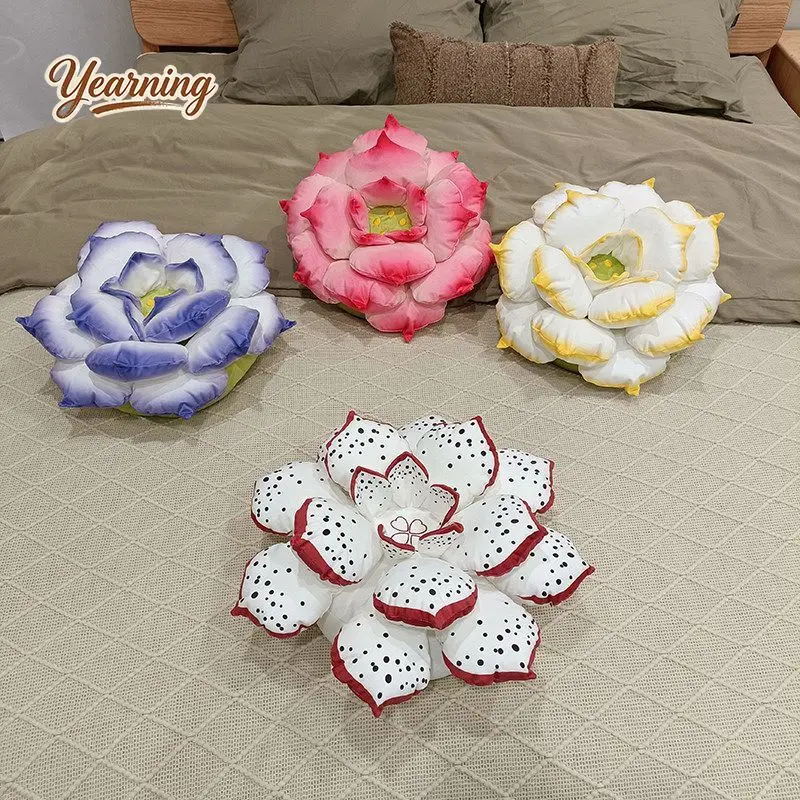 

Lotus Water Lily Succulent Plush Pillow Sofa Cushion Bay Window Decor Pillow Fun Plant Throw Pillow Gift for Girls