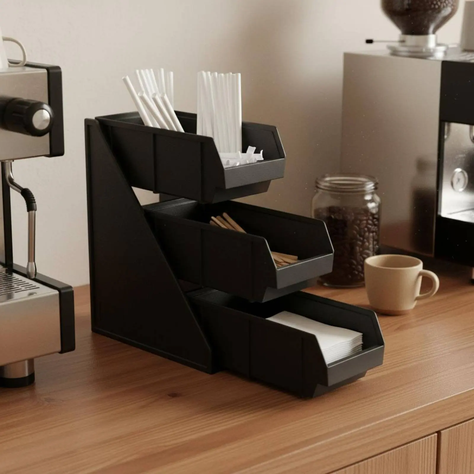 

Coffee Shop Supply Holder Commercial Use Multi-Slot Counter Rack Coffee Station Rack Easy to Sort Storage Tray