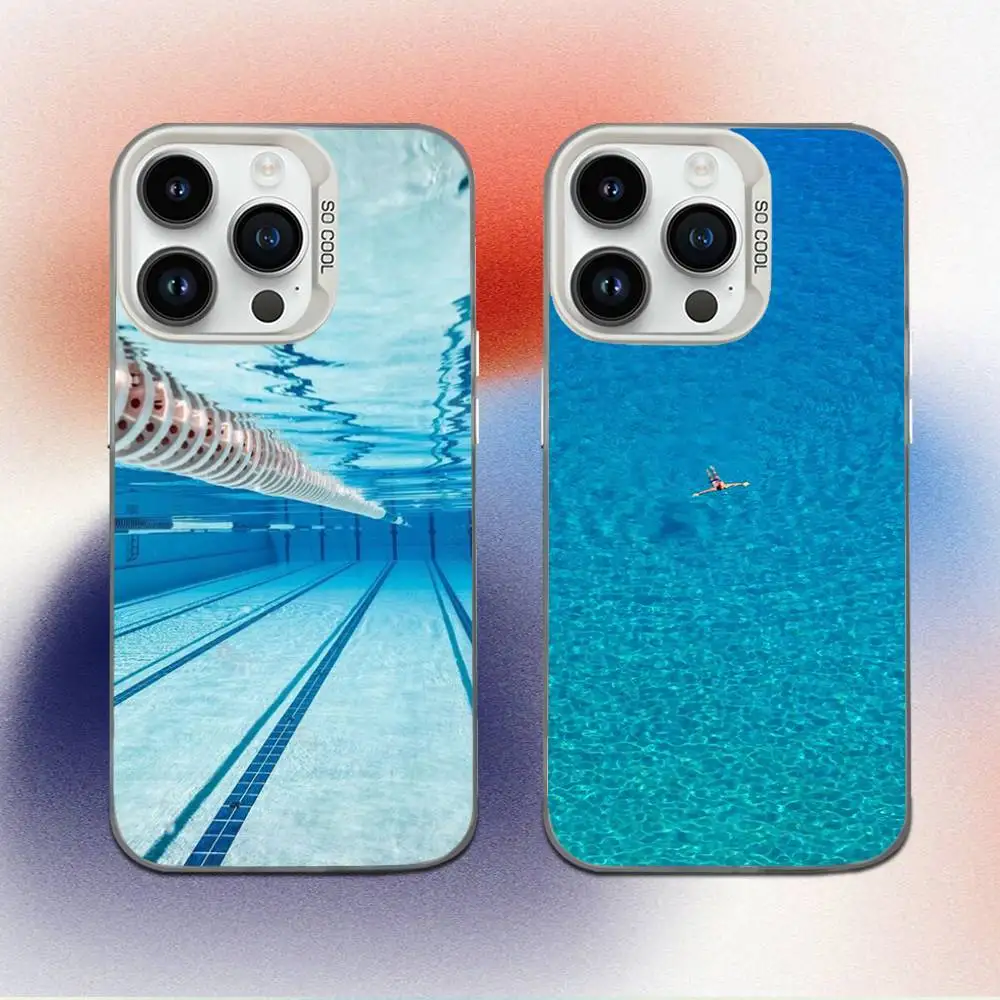 

Swimming Pool Water Phone Case For iPhone 16,15,14,13,12,11,Mini,Pro,E,MAX White Candy Matte Shockproof Cover
