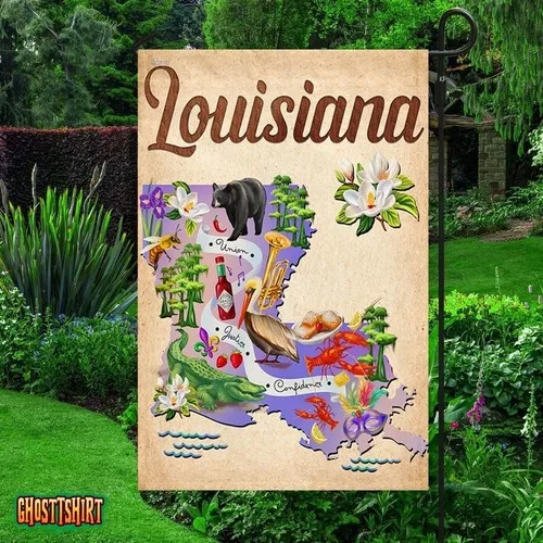 Louisiana State Map Garden Flag, Louisiana State Unique Flag Double-Sided XXH LLP LLX uui