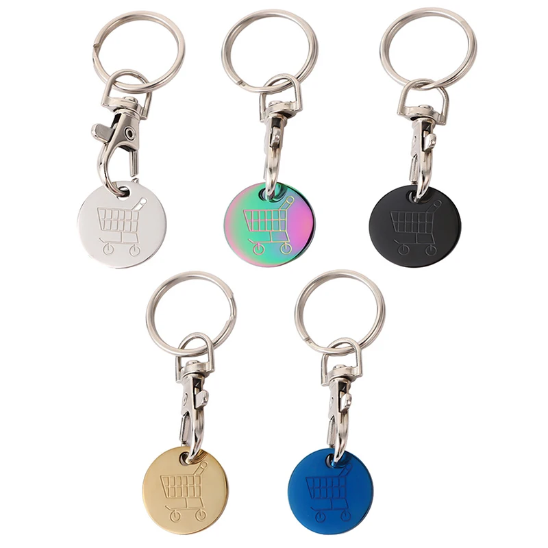 4Pcs Portable Shopping Trolley Tokens Key Ring Unisex Gift Keyrings Decorations for Shopping Cart Grocery Shopping Trolleys Coin