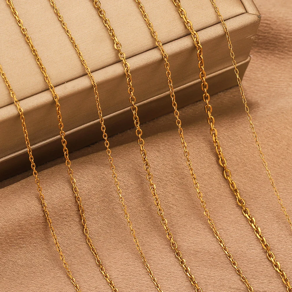 

2Meter Stainless Steel Fine Chain for Needlework Width 1-2.5mm Gold Plated Necklace Bracelet Anklet Chain for DIY Jewelry Making