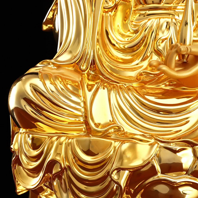 40CM Asia high grade gilding gold copper GUAN YIN Buddha statue Guanyin Avalokitesvara HOME Safe Healthy good LUCK protection