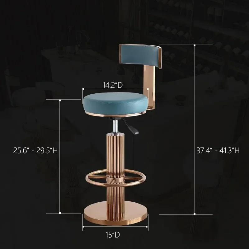 Taburete de Bar giratorio con respaldo, moderno taburete de mostrador de altura ajustable con patas de acero inoxidable