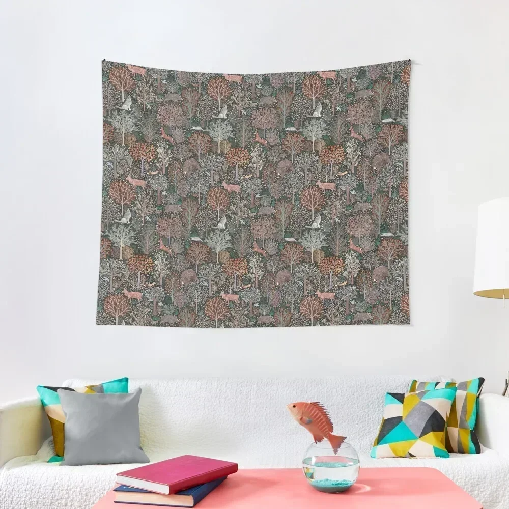 Tapiz de animales del bosque, les animaux de la f?ret, decoración de habitación Kawaii, tapiz para habitación