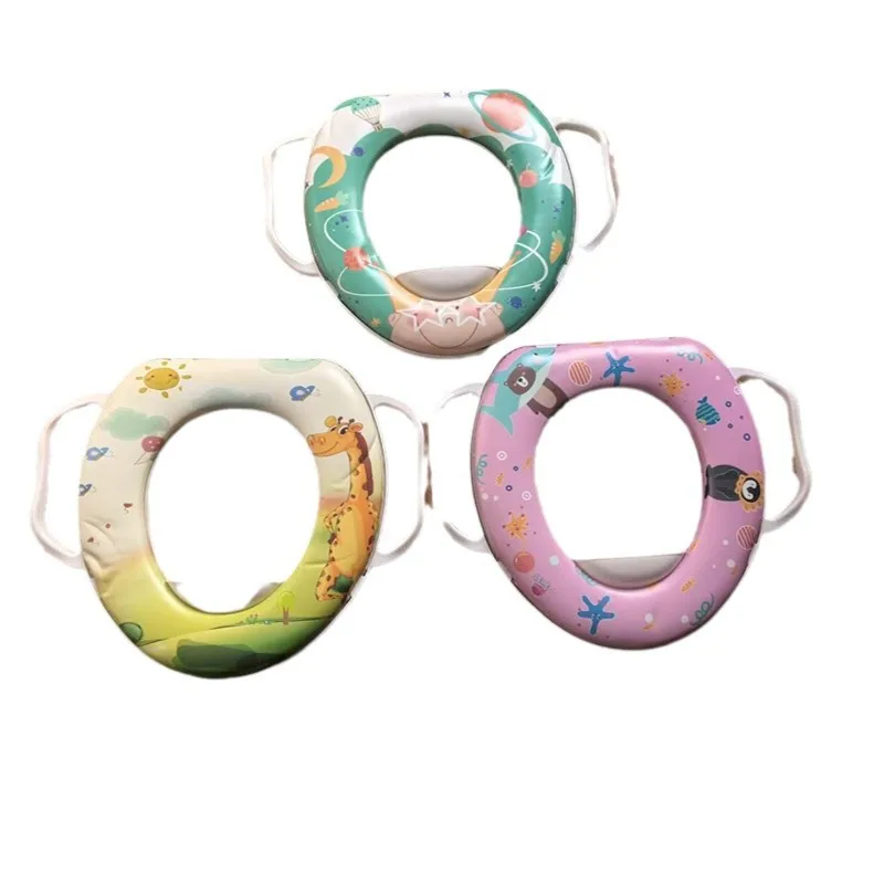 عبوة مقاعد تواليت للأطفال، أنماط كرتونية متنوعة، مادة PVC ناعمة، مع مقابض، لتدريب قعادة الأطفال الصغار