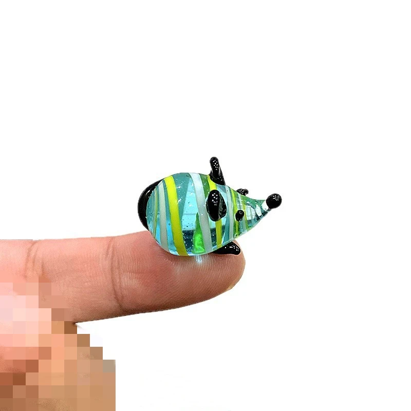 Handmade Glass Mouse Mini Figurine Cute Creative Tiny Rat Statue Home Desktop Decor Fairy Garden Mini Landscape Bonsai Accessory