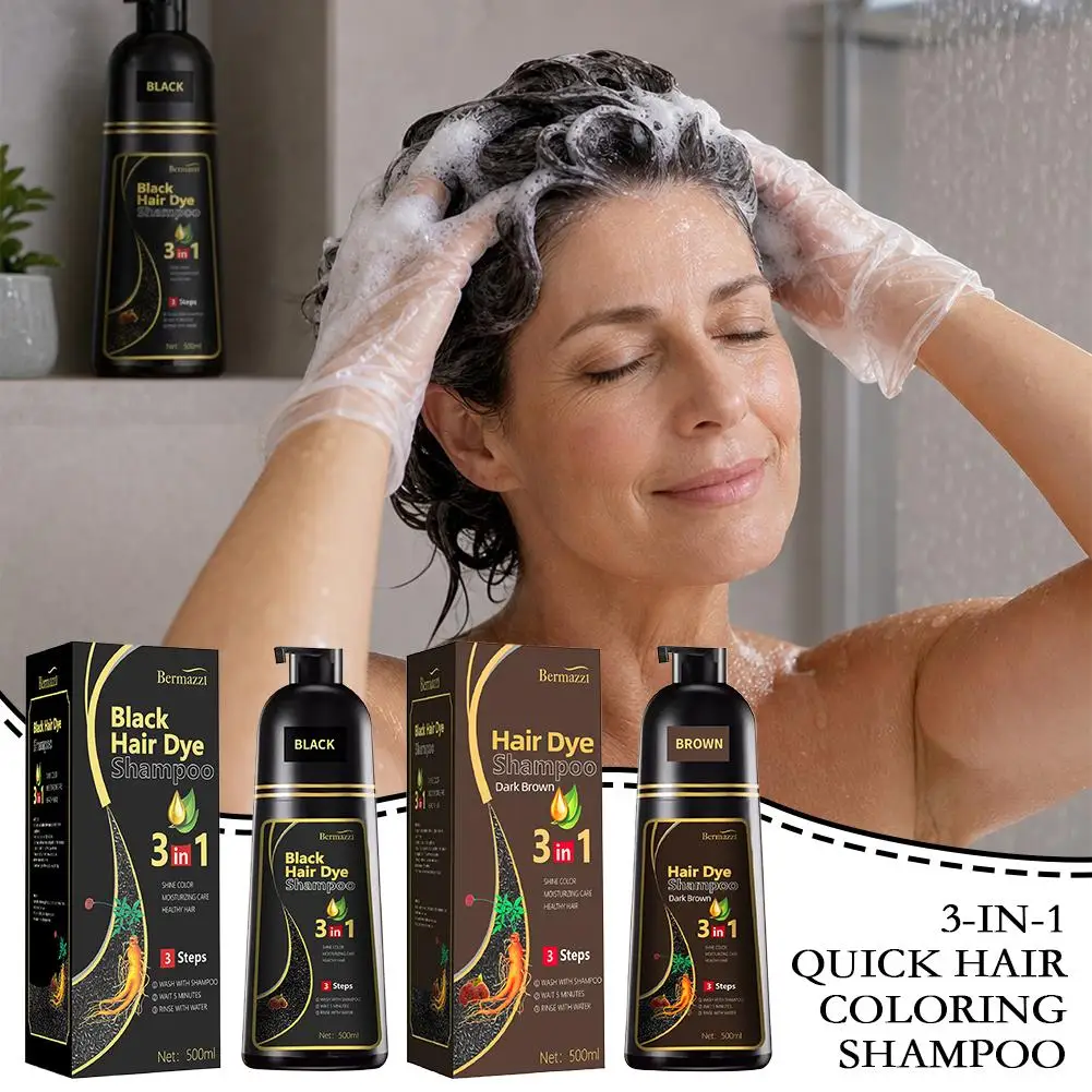 3 in 1 Quick Hair Dye Shampoo Natural Herbal Nourishment Hair Dye Moisturizes Mild Hair Dye Conditioner Long-Lasting Color