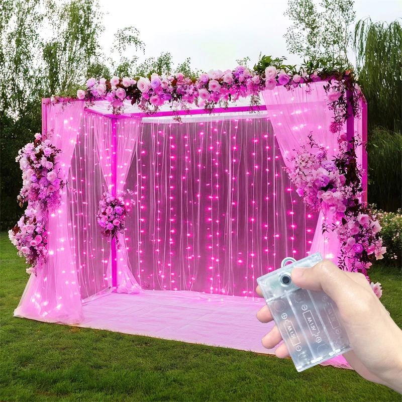Curtain LED Lights 8 Lighting Modes Battery Powered Fairy Lights for Festival Christmas Wedding Living Room Party Decoration