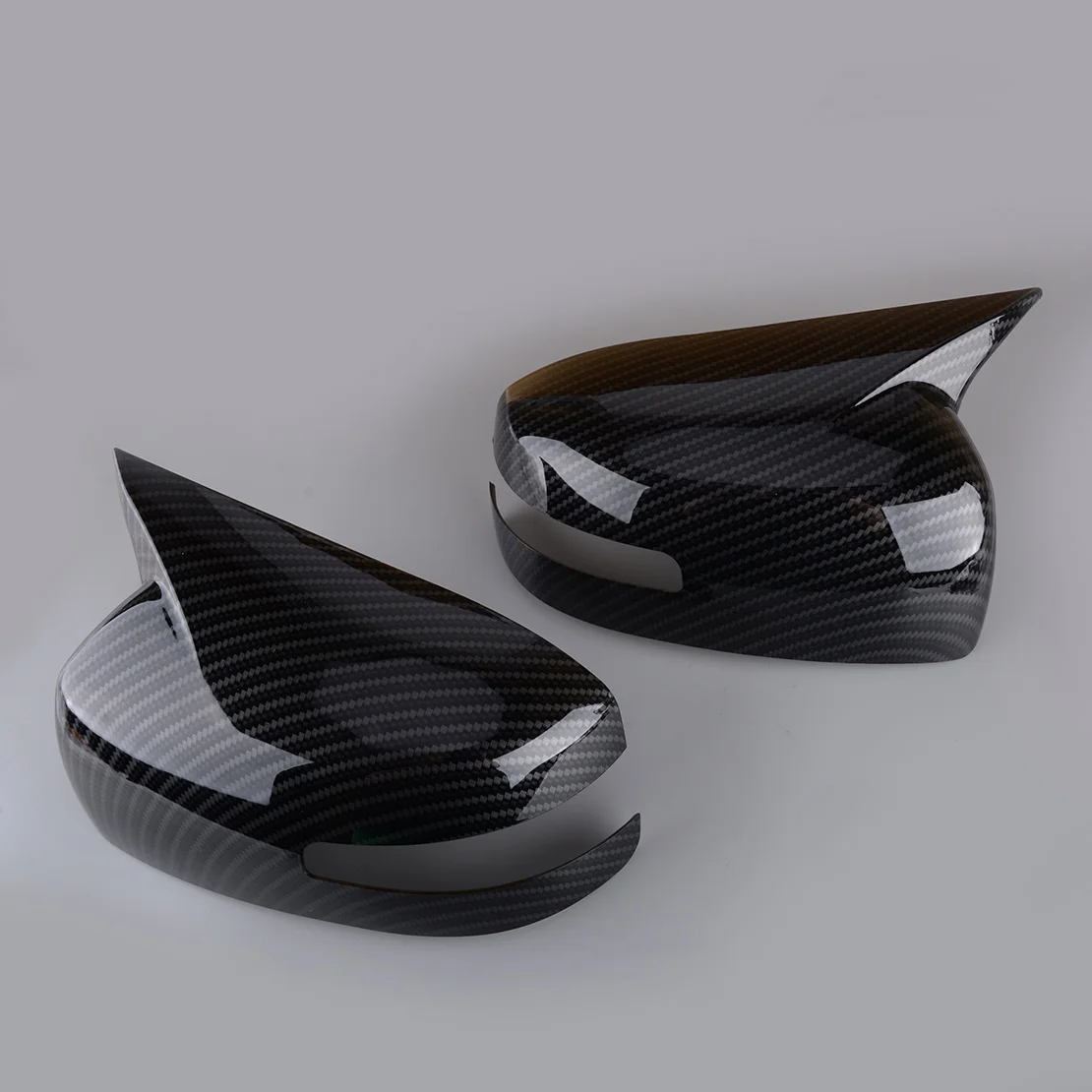 

1 Pair Ox Horn Side Rearview Mirror Cover Cap with Light Hole Fit for Mitsubishi Lancer EVO 2013-2016 Carbon Fiber Grain Plastic