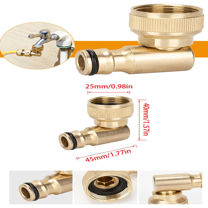 1 pçs carretel de mangueira de bronze cotovelo giratório conector rápido para hoselock plug 3/4in bsp fêmea ao ar livre mangueira de jardim adaptador torneira