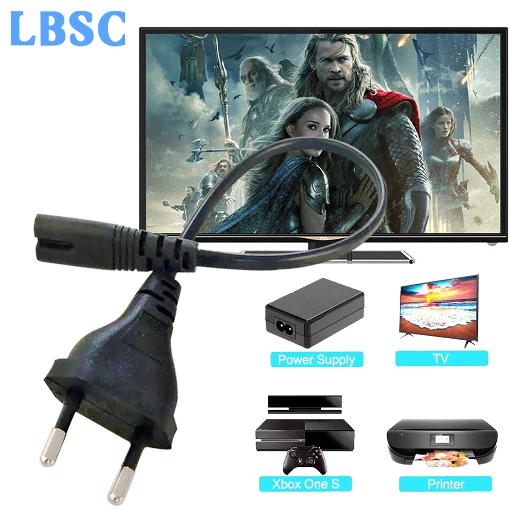 LBSC ue kabel zasilający do TV drukarek kamery PS4 PS3 ue 2-prong do rysunek 8 C7 prawo kątowy ue euro zasilacz 50 cm