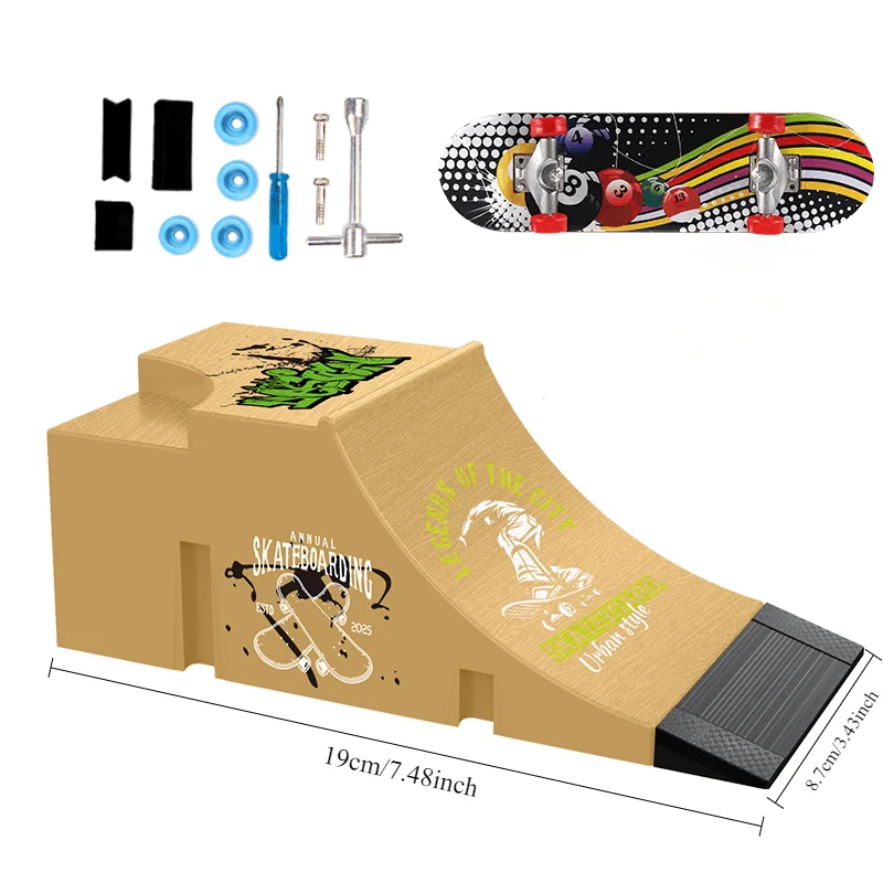 ティーン向けDIYミニフィンガースポーツおもちゃ、指先スケートボードゲームパークサイト、ステップランプシーン小道具、ランダムスケートセット付きギフト、大人向けおもちゃ