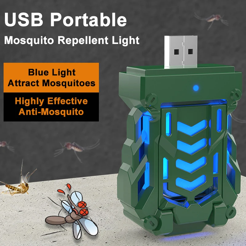 USB Elektrische Muggen Repeller met Nachtlampje Outdoor Draagbare Anti-muggen Killer Licht Insect Bug Trap Zapper Fly Repellent