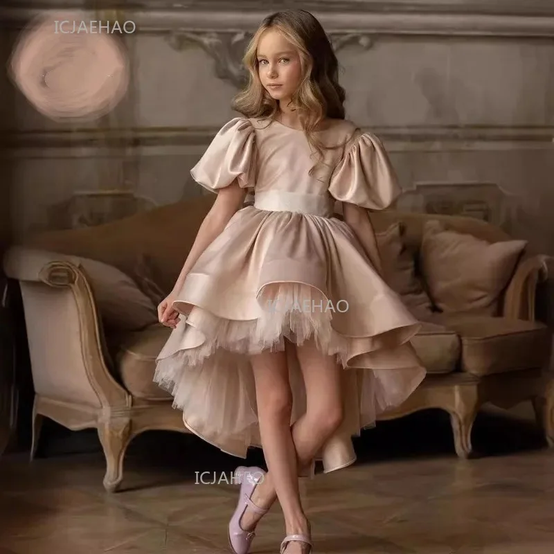 Girls Children Elegant Party Dresses Puffy Gown Vestido Host Piano Recital Performance Pageant Formal Evening for Kids Costume