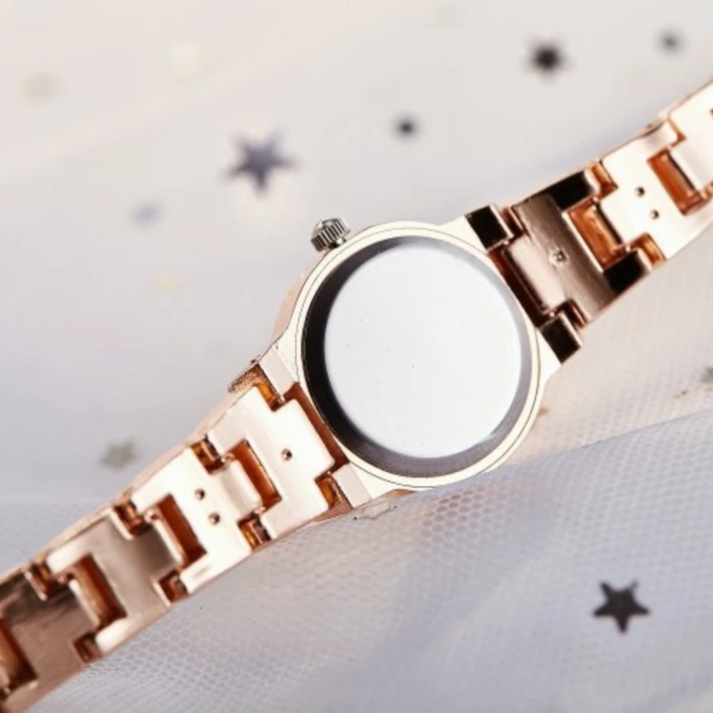 نمط جديد الكورية أزياء المرأة ووتش المرأة حزام ناقل من الفولاذ سوار طالب فاخر حجر الراين ووتش #5