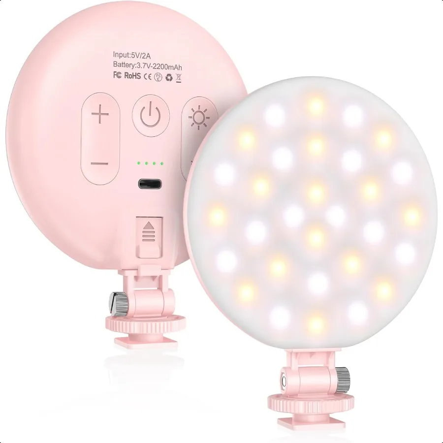 

Hagibis LED Video Light 2500mAh Rechargeable Camera Light CRI97+ Dimmable Ring Light with Cold Shoe Mount Portable Photography