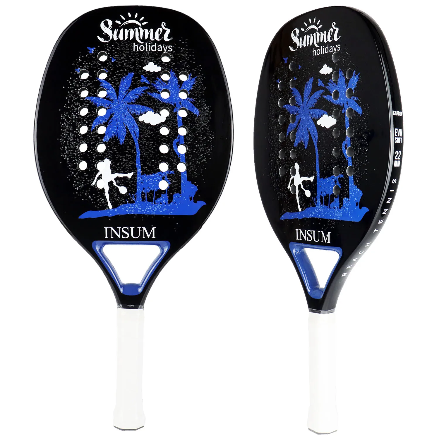 Insum Raquete Beach Tennis 100% Koolstofvezel Eva Zacht Strand Tennisracket Rond Oppervlak Voor Heren En Dames