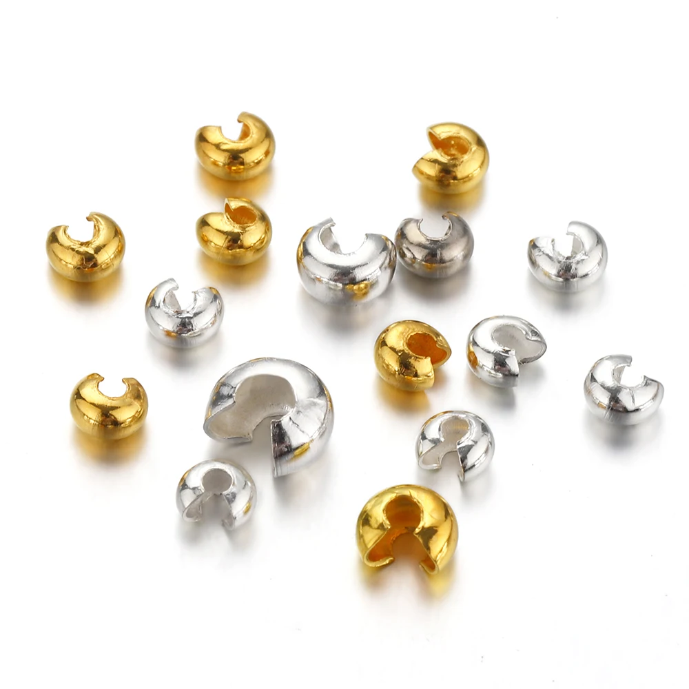 

100pcs Metal Open Crimp Beads Covers End Beads Stopper Spacer Beads for DIY Bracelet Jewelry Making Findings Components Supplies