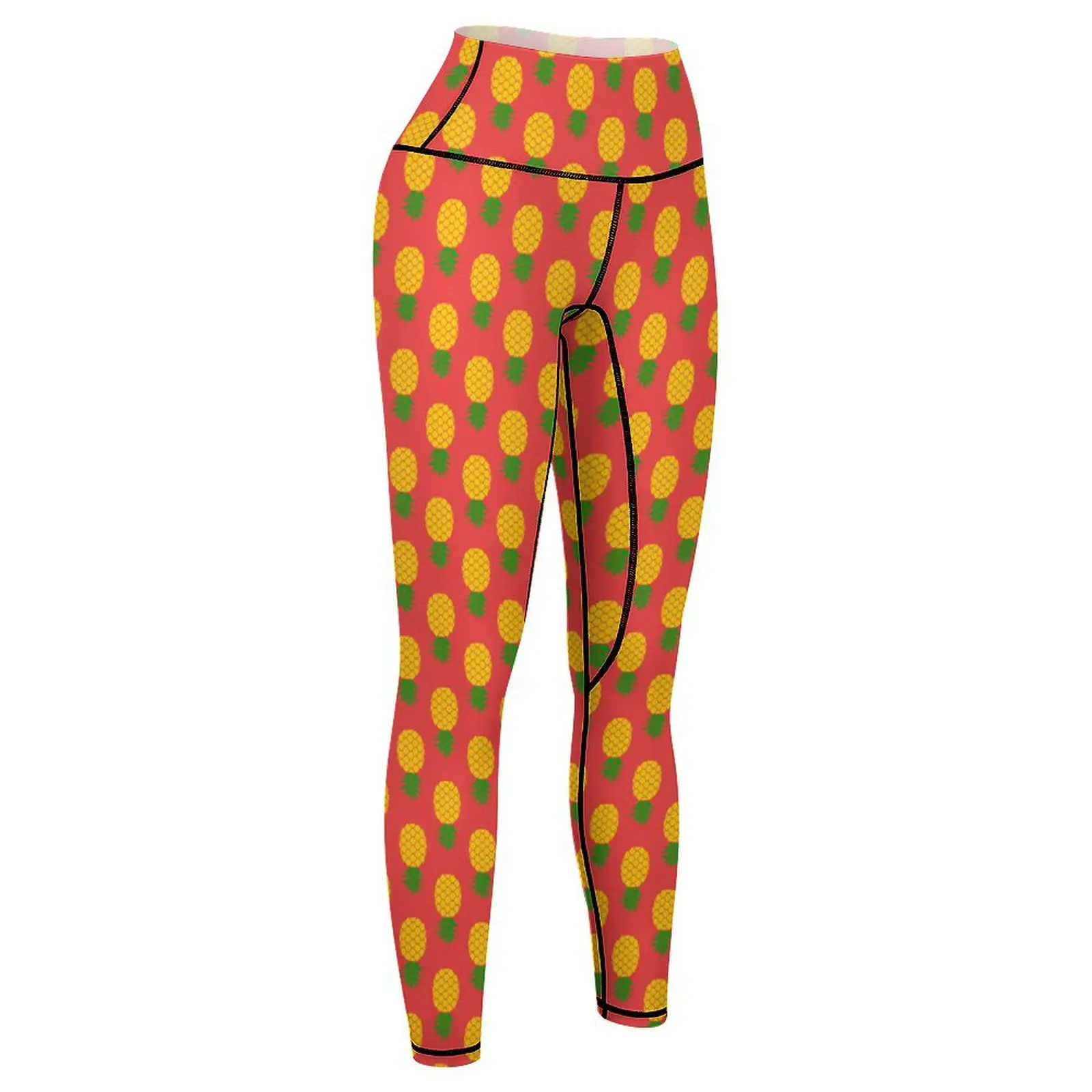 Leggings a vita alta da donna - Pantaloni da yoga da allenamento con stampa di ananas capovolti