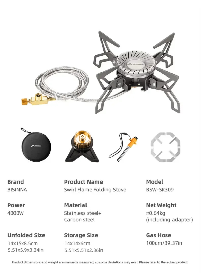BISINNA Camping-Gaskocher, 4000 W, hohe Leistung, geteilter, zusammenklappbarer, tragbarer Gasbrenner für Outdoor-Wandern, Grillen, Picknick, Kochzubehör – Detail 11