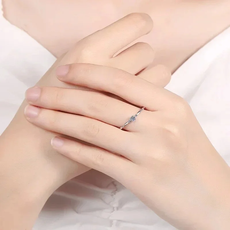 18K White Gold Rings for Women Millennium Reincarnation Set 0.1 Carat Moissanite Ring Sparkling Diamond Ring Wedding Jewelry
