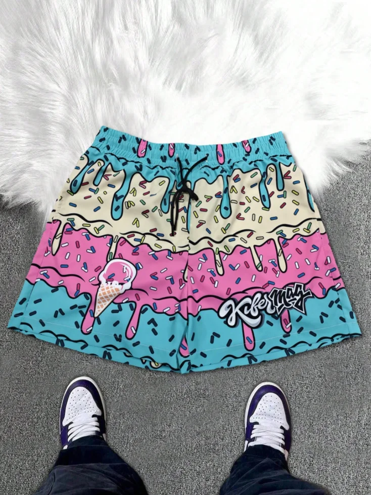 

Летние популярные шорты с 3D принтом, быстросохнущие, впитывающие пот, спортивные шорты для пляжного отдыха, новинка 2025 года, модные уличные мото