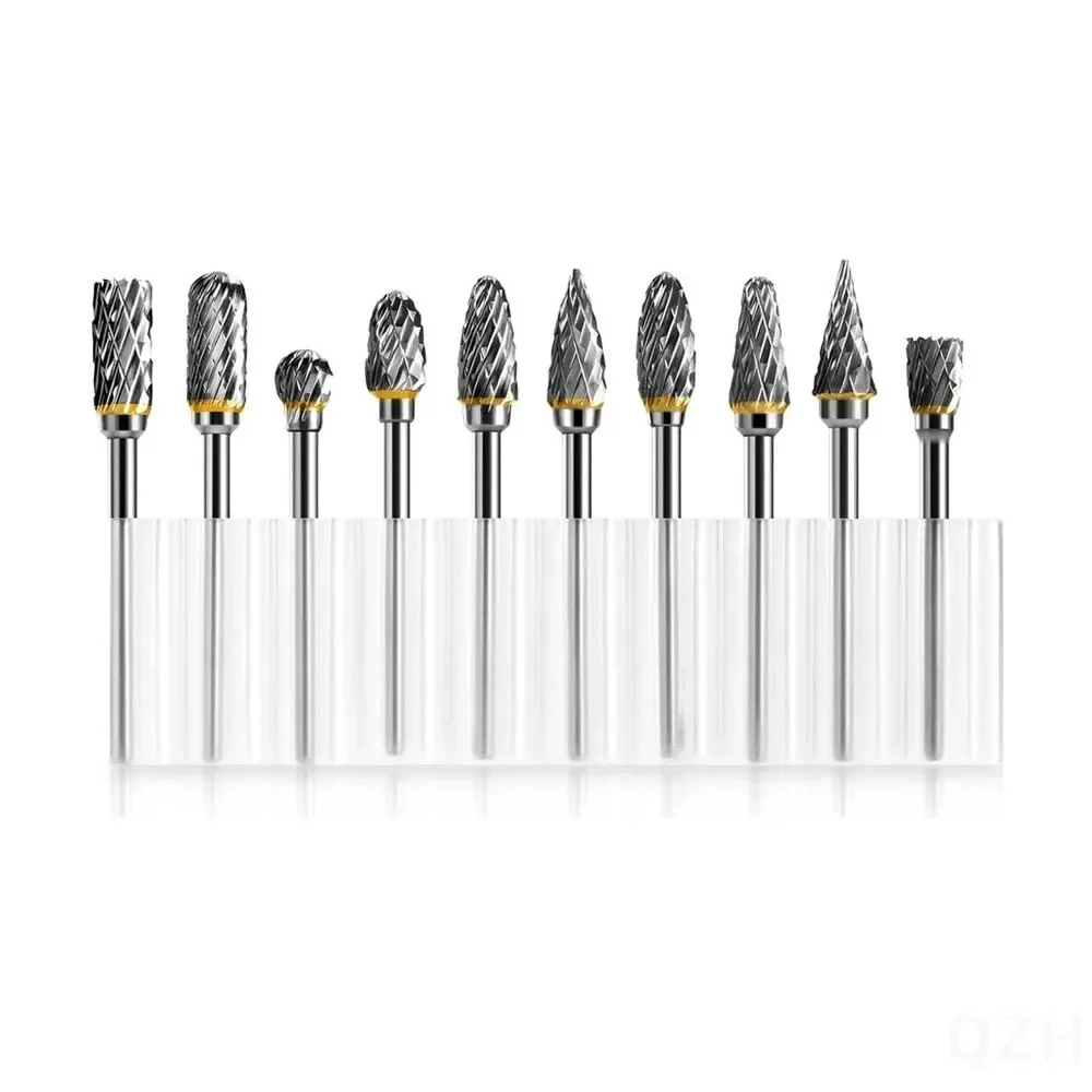 10PCS Tungsten Carbide Milling Cutter Burr Set 1/8