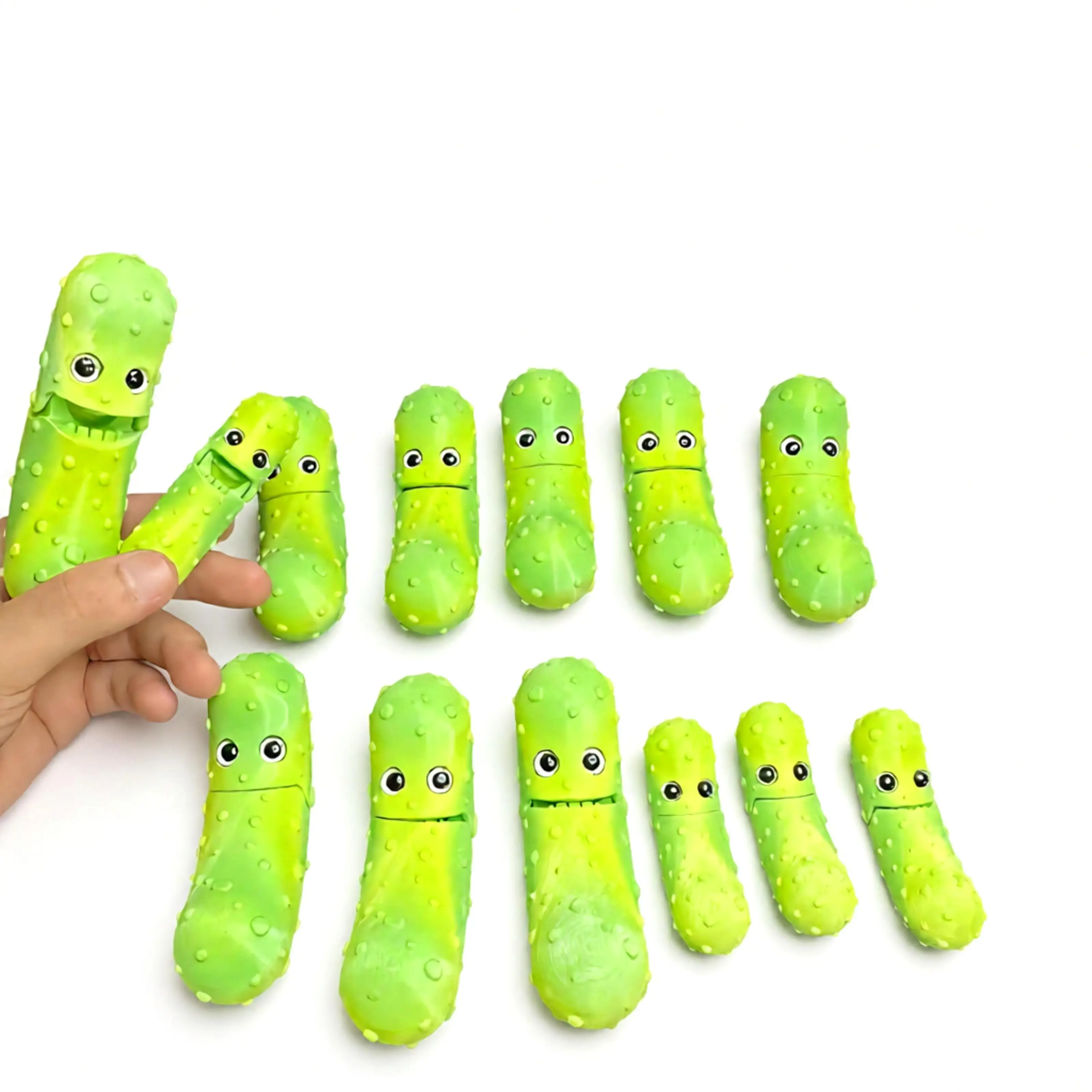 12pc Funny Magnetic Cucumber Man Fidget Toy Mini 3D Printed Desktop Decor DIY Trendy Accessory Movable Mouth Cucumber Fidget Toy