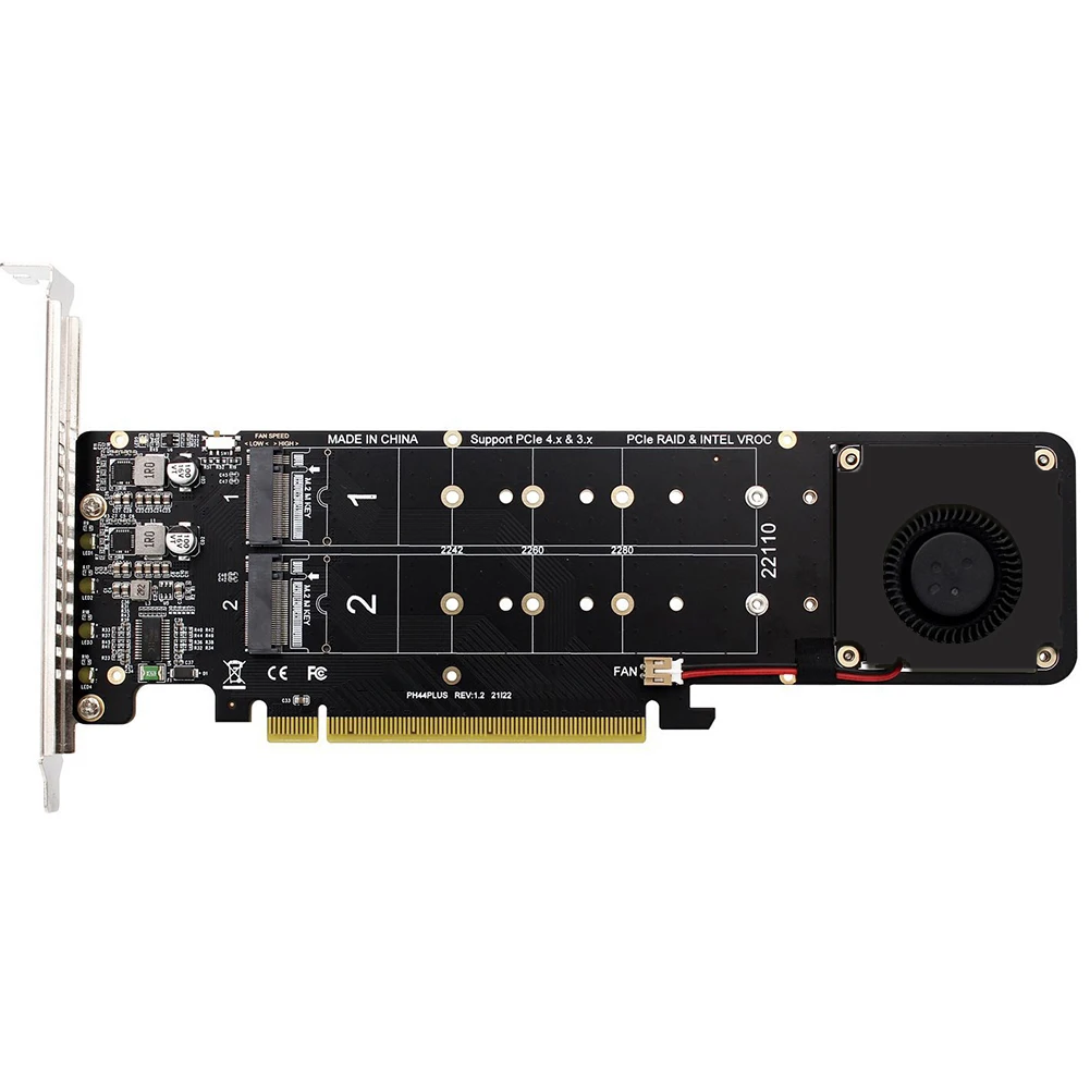 

4 NVME M2 NVME Extended Card 4x32Gbps PCIeX16 To M.2 Expansion Card M Key Adapter Board Support SSD 2280/2260/2242/2230