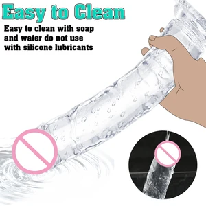 큰 젤리 딜도 현실적인 크리스탈 맑은 딜도 흡입 컵 거대한 투명 음경 거시기 항문 섹스 장난감 여성 레즈비언 성인 8 최고의 판매 큰 음경 딜도 여성을위한 딜도 - №3