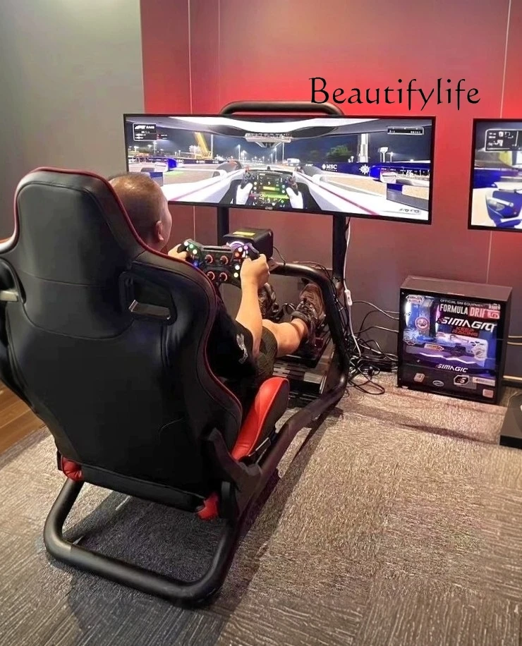 Racing emulator seat bracket game steering wheel accessories with monitor bracket handbrake gear