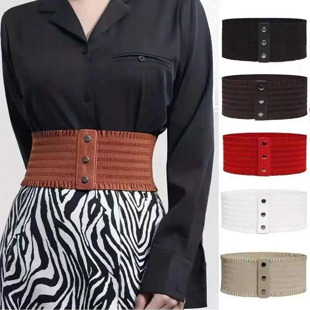 

Wide Belt Stretchy Dress Belts Elastic Snap-Button Corset Waist Belt for Women Waist Belt Waistband