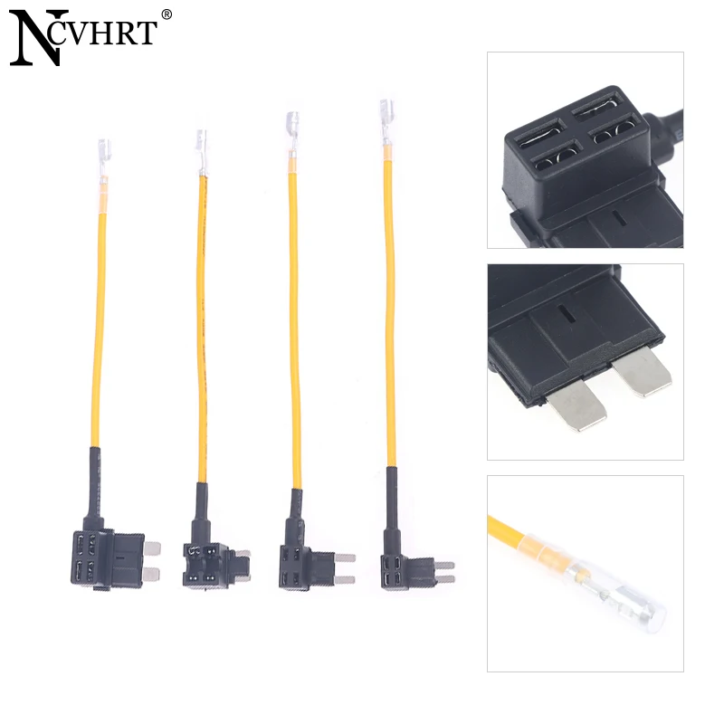 12V Fuse Holder Add-a-circuit TAP Adapter Micro Mini Standard ATM Blade Auto Fuse with 10A Blade Car Fuse yellow line