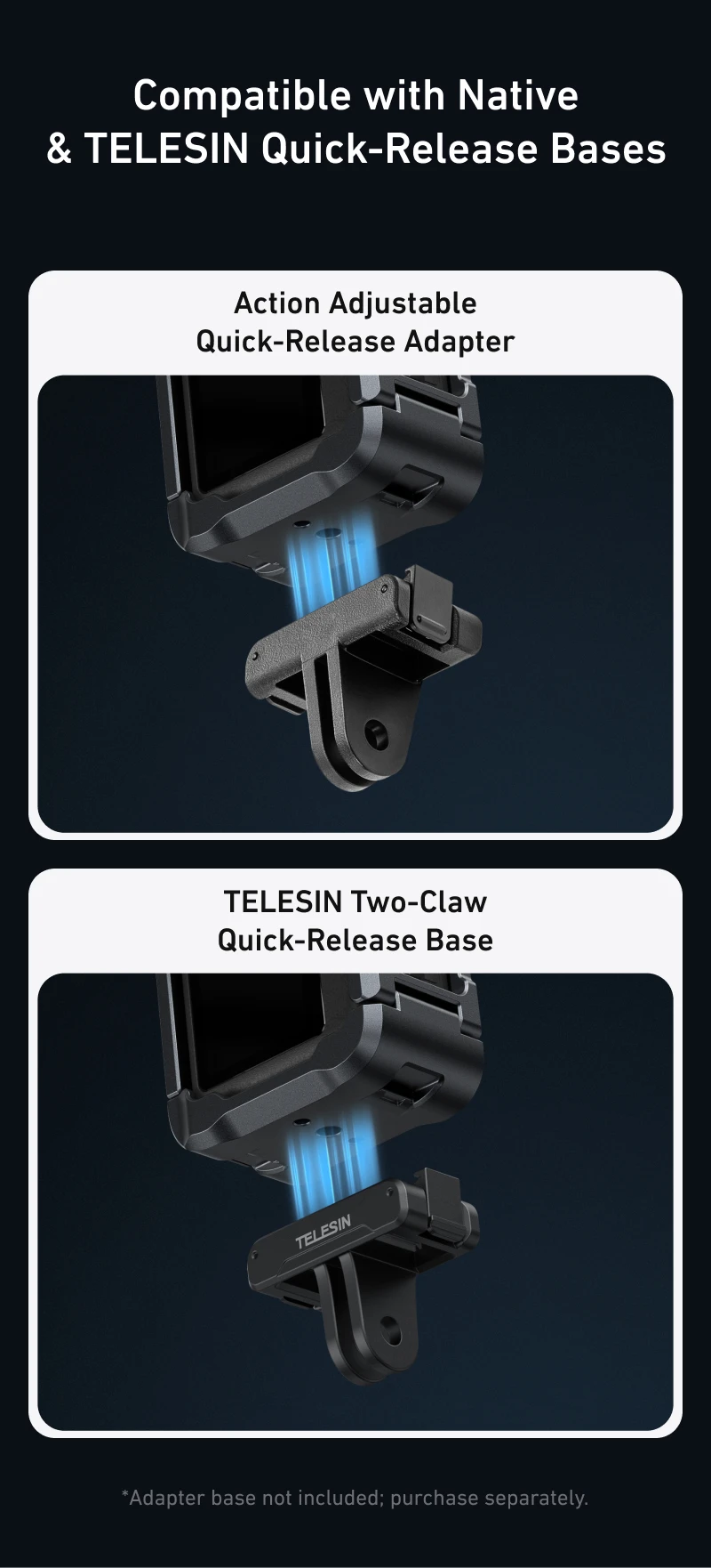 TELESIN Aluminiumlegierungsrahmen Schutzgehäuse Rabbit Cage Dual Cold Shoe Metallgehäuse für DJI OSMO Action 6 Action6 Zubehör – Detail 4